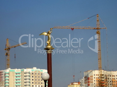 Statue and crane