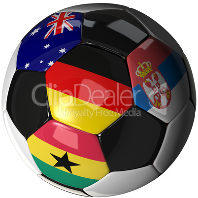 Soccer ball over white with 4 flags - Group D 2010