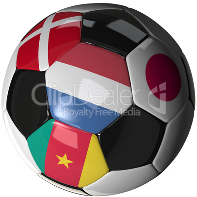 Soccer ball over white with 4 flags - Group E 2010