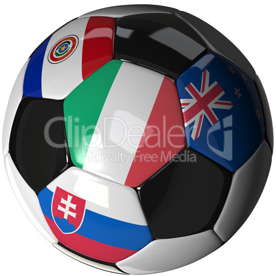 Soccer ball over white with 4 flags - Group F 2010