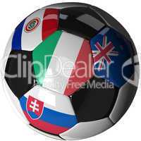 Soccer ball over white with 4 flags - Group F 2010