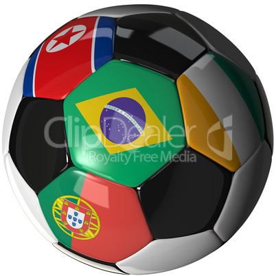Soccer ball over white with 4 flags - Group G 2010