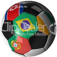Soccer ball over white with 4 flags - Group G 2010