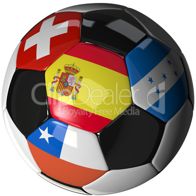 Soccer ball over white with 4 flags - Group H 2010