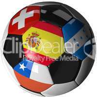 Soccer ball over white with 4 flags - Group H 2010