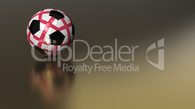 Glossy England soccer ball on golden metal surface