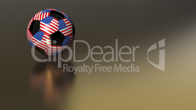 Glossy USA soccer ball on golden metal surface