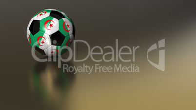 Glossy Algeria soccer ball on golden metal surface