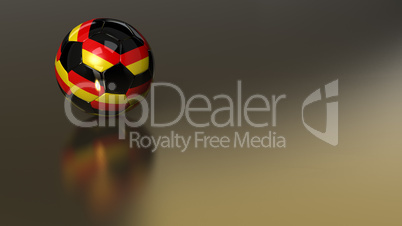 Glossy Germany soccer ball on golden metal surface