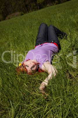 Young woman in the middle of nature
