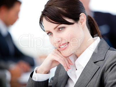 Assertive businesswoman in a meeting