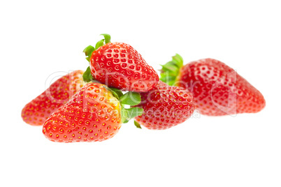 juicy strawberries isolated on white