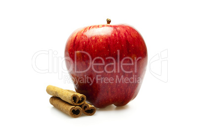 apple and cinnamon, isolated on white