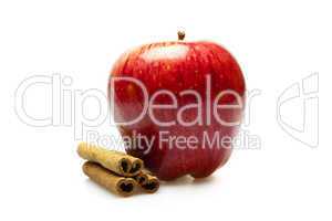 apple and cinnamon, isolated on white