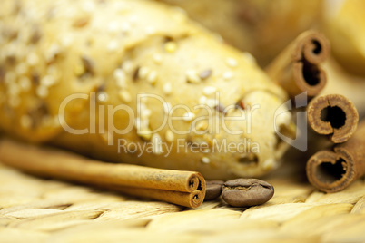 bread and cinnamon sticks