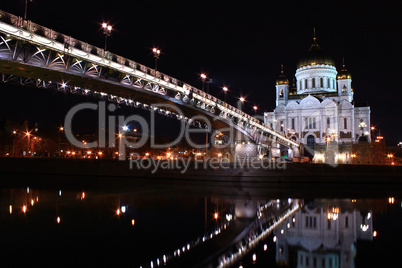 Cathedral of Christ the Savior in Moscow at night