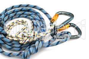 carabiners without scratches and blue rope