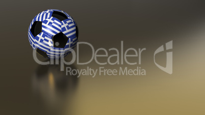 Glossy Greece soccer ball on golden metal surface