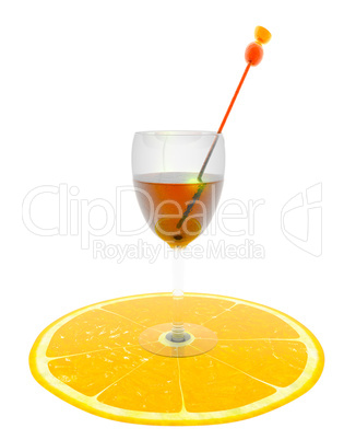 orange slice with cocktail glass