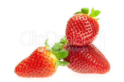 juicy strawberries isolated on white