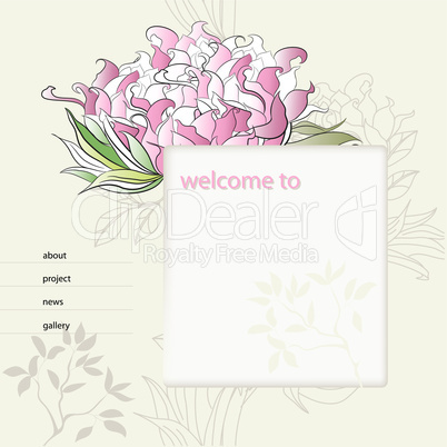 website design template with decorative flower