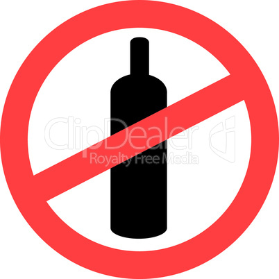 Bottle of alcohol in prohibition signal
