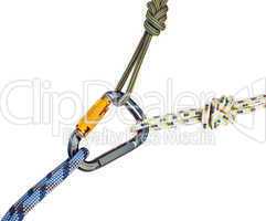 climbing equipment - carabiner and rope