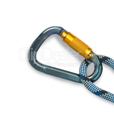 climbing equipment - carabiner and rope