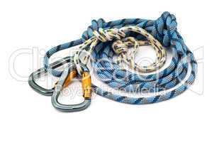 climbing equipment - carabiners and rope