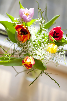 a spring bouquet with tulips