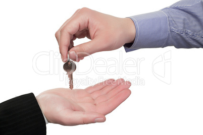 Human hand giving the keys