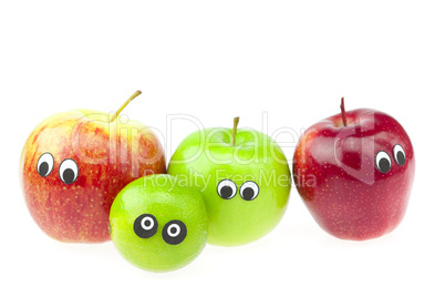 joke apple with eyes isolated on white