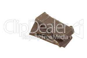 Mount a piece of chocolate isolated on white