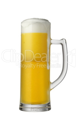 Beer Mug isolated on white background, froth dripping