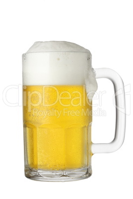 Beer Mug isolated on white background, froth dripping