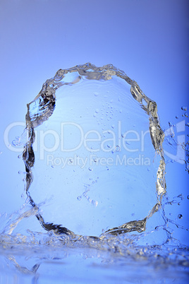 Ice block on blue background