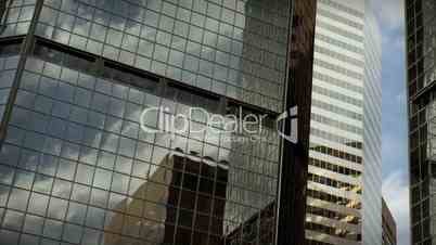 (1184S) City Skyscrapers Business Office Buildings Architecture Window Reflections Clouds View