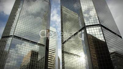 (1185) City Skyscrapers Business Office Buildings Architecture Clouds Time-lapse LOOP