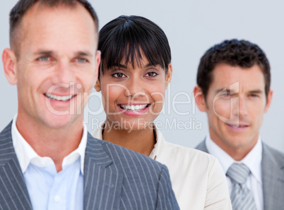 Confident business partners standing in a line