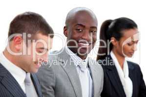 Self-assured multi-ethnic business people in a meeting