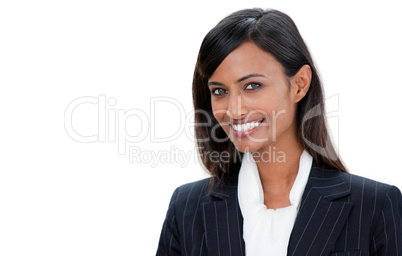 Portrait of a bright businesswoman standing