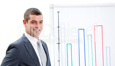 Charismatic young businessman doing a presentation