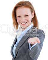 Portrait of a cheerful businesswoman standing