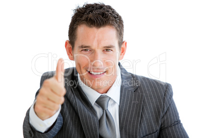 Happy businessman with a thumb up