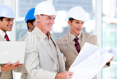 Architect team working on a building project