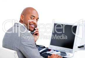 Charismatic businessman talking on phone