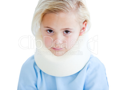 Portrait of a little girl with a neck brace