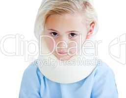 Portrait of a little girl with a neck brace