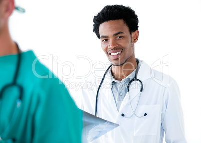 Afro-american male doctor standing