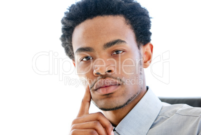 Portrait of a curious afro-american businessman